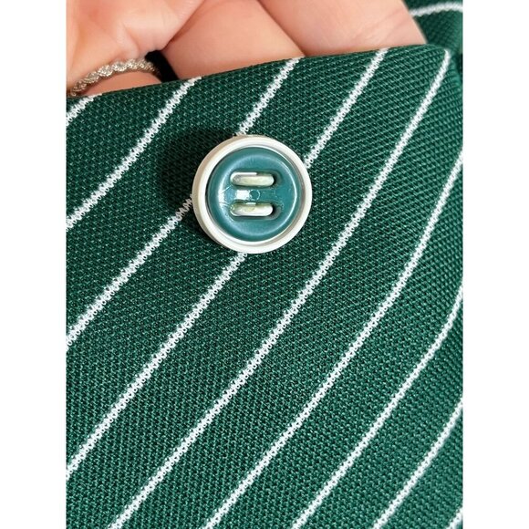 Vintage One Way Striped Dress 14 Green Retro Mod Classic Chic Preppy Active 70s - Picture 6 of 10